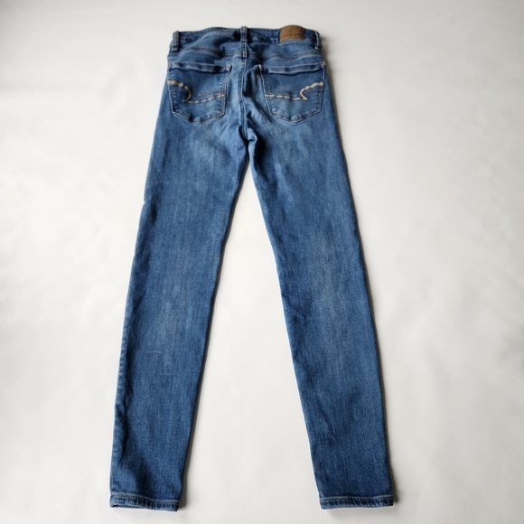 American Eagle Womens Stretch Skinny Blue Jeans Denim Size 0 - Picture 7 of 14